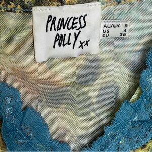 Princess Polly Blue Lace Tank Top